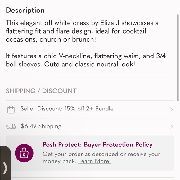 Eliza J White Fit and Flare V-Neck Cocktail Dress - Picture 8 of 8